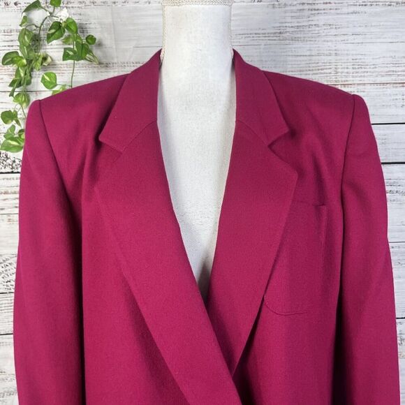 Vintage Jones New York Blazer Jacket size 14 Hot Pink Wool Y2K 80's 90's Career - Picture 8 of 16